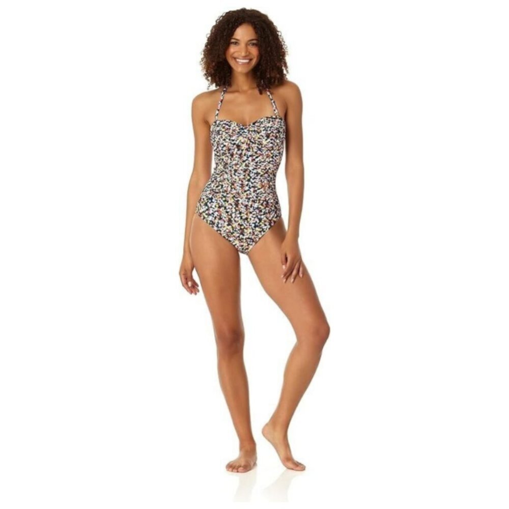 **Anne Cole** Standard Twist Front Shirred One Piece Swimsuit 14 Confetti
